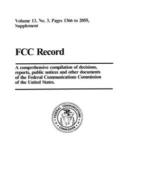 FCC Record, Volume 13, No. 3, Pages 1366 to 2055, Supplement