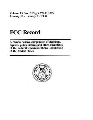FCC Record, Volume 13, No. 2, Pages 690 to 1365, January 12 - January 23, 1998