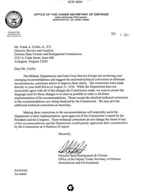 Department of Defense Technical Corrections to the 2005 BRAC Commission Recommendations dtd 1 Sept 2005