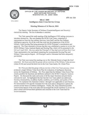 [Minutes: Intelligence Joint Cross-Service Group, March 16, 2004]