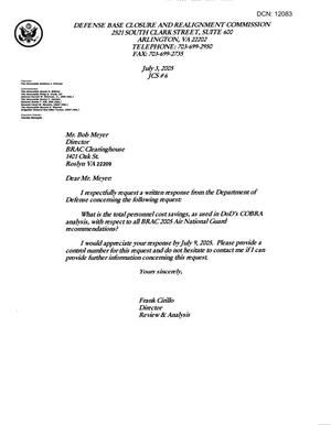 BRAC Clearinghouse Request dtd July 3, 2005