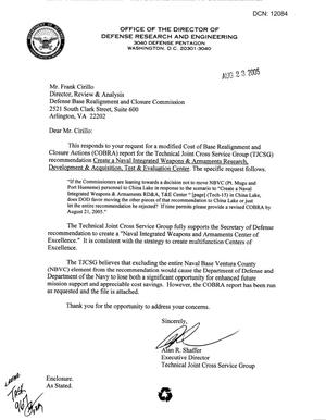 DoD Responses to BRAC Clearinghouse Request dtd August 23, 2005