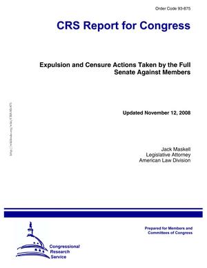 Expulsion and Censure Actions Taken by the Full Senate Against Members