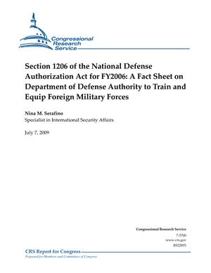 Primary view of object titled 'Section 1206 of the National Defense Authorization Act for FY2006: A Fact Sheet on Department of Defense Authority to Train and Equip Foreign Military Forces'.