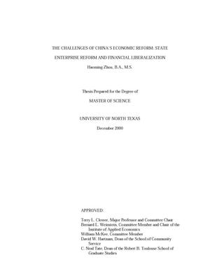 Primary view of object titled 'The Challenges of China's Economic Reform: State Enterprise Reform and Financial Liberalization'.