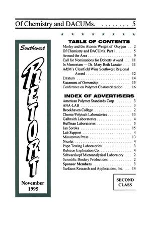 Southwest Retort, Volume 49, Number 3, November 1995