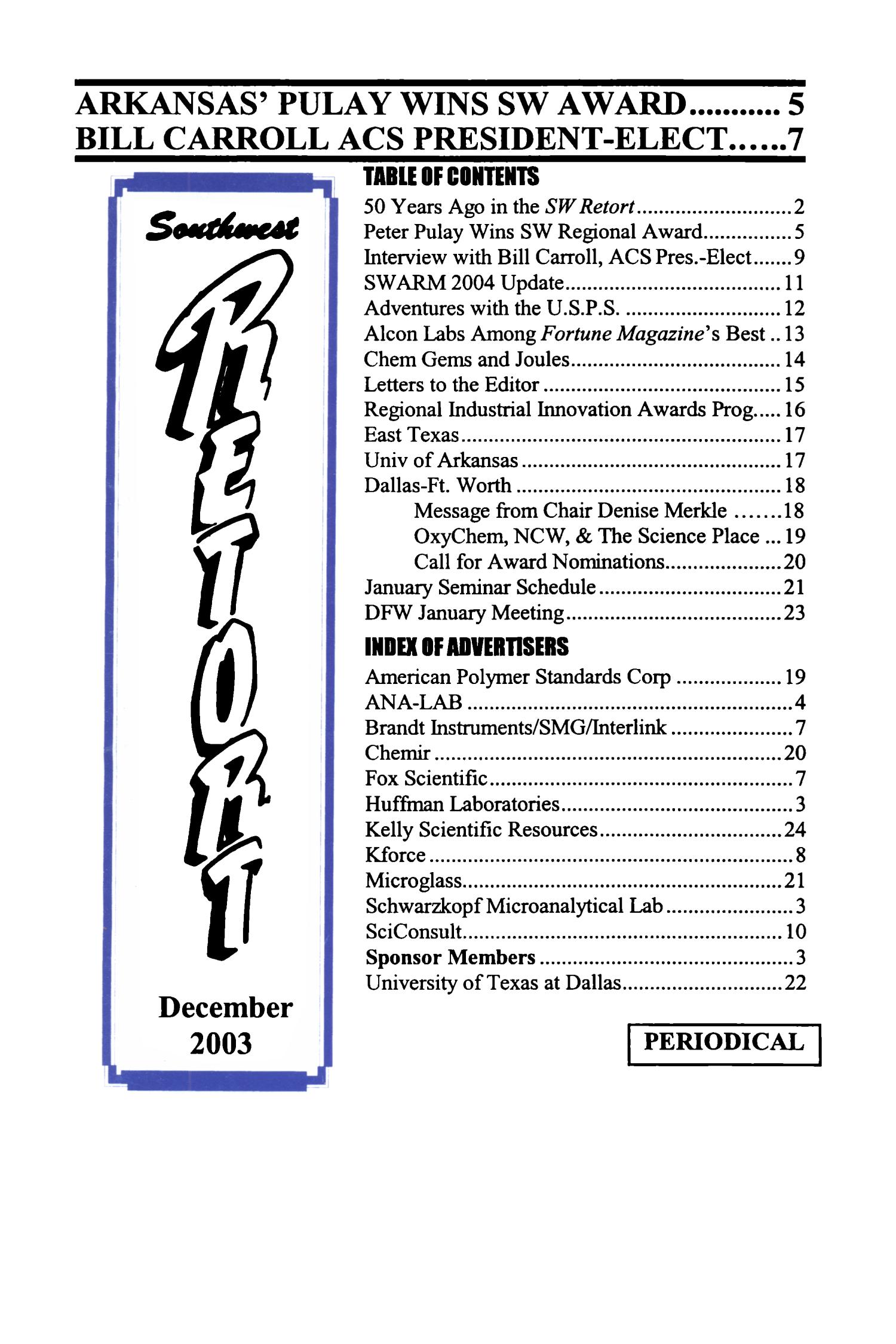 Southwest Retort, Volume 56, Number 4, December 2003
                                                
                                                    1
                                                