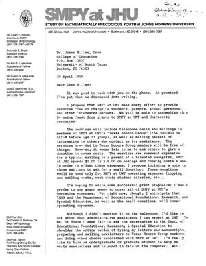 [Letter from Ann Lupkowski to James Miller, April 30, 1989]
