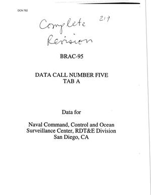 Data Call - Naval Command, Control and Ocean Surveillance Center, Research Development Test Evaluation Division - San Diego, CA