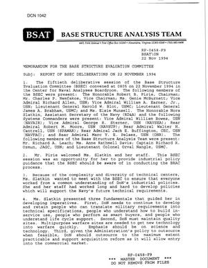 Memorandums - Base Structure Evaluation Committee - 22 NOV 94, 18 NOV 94, 28 NOV 94, 29 NOV 94