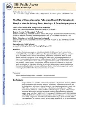 The Use of Videophones for Patient and Family Participation in Hospice Interdisciplinary Team Meetings: A Promising Approach