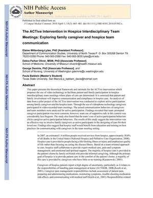 The ACTive Intervention in Hospice Interdisciplinary Team Meetings: Exploring family caregiver and hospice team communication