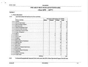 1995 Air Force Base Questionnaires (Volume I)