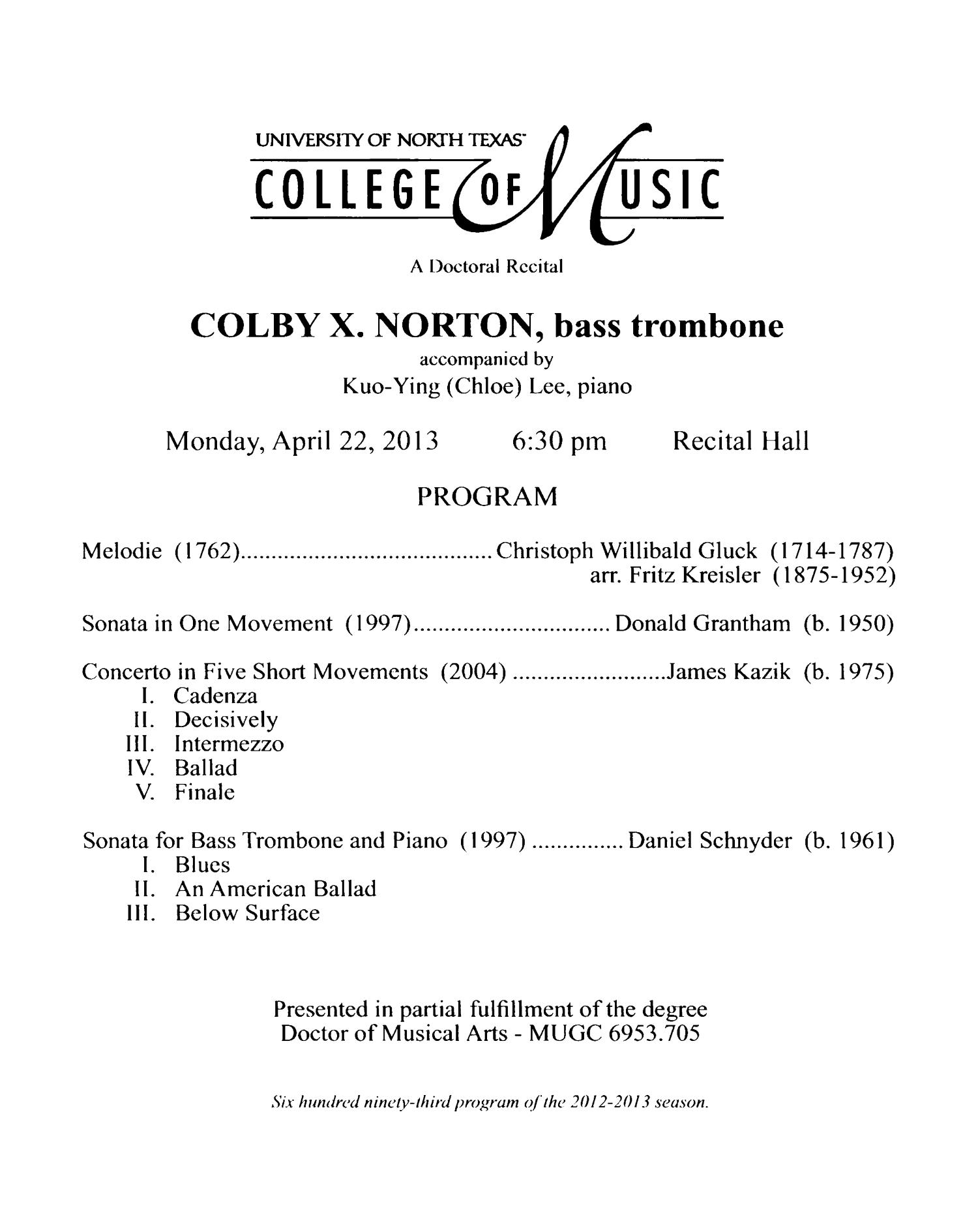 College of Music Program Book 2012-2013: Student Performances, Volume 2
                                                
                                                    323
                                                