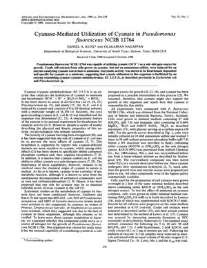 Cyanase-Mediated Utilization of Cyanate in Pseudomonas fluorescens NCIB 11764