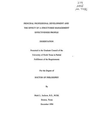 Primary view of object titled 'Principal Professional Development and the Effect of a Structured Management Effectiveness Profile'.