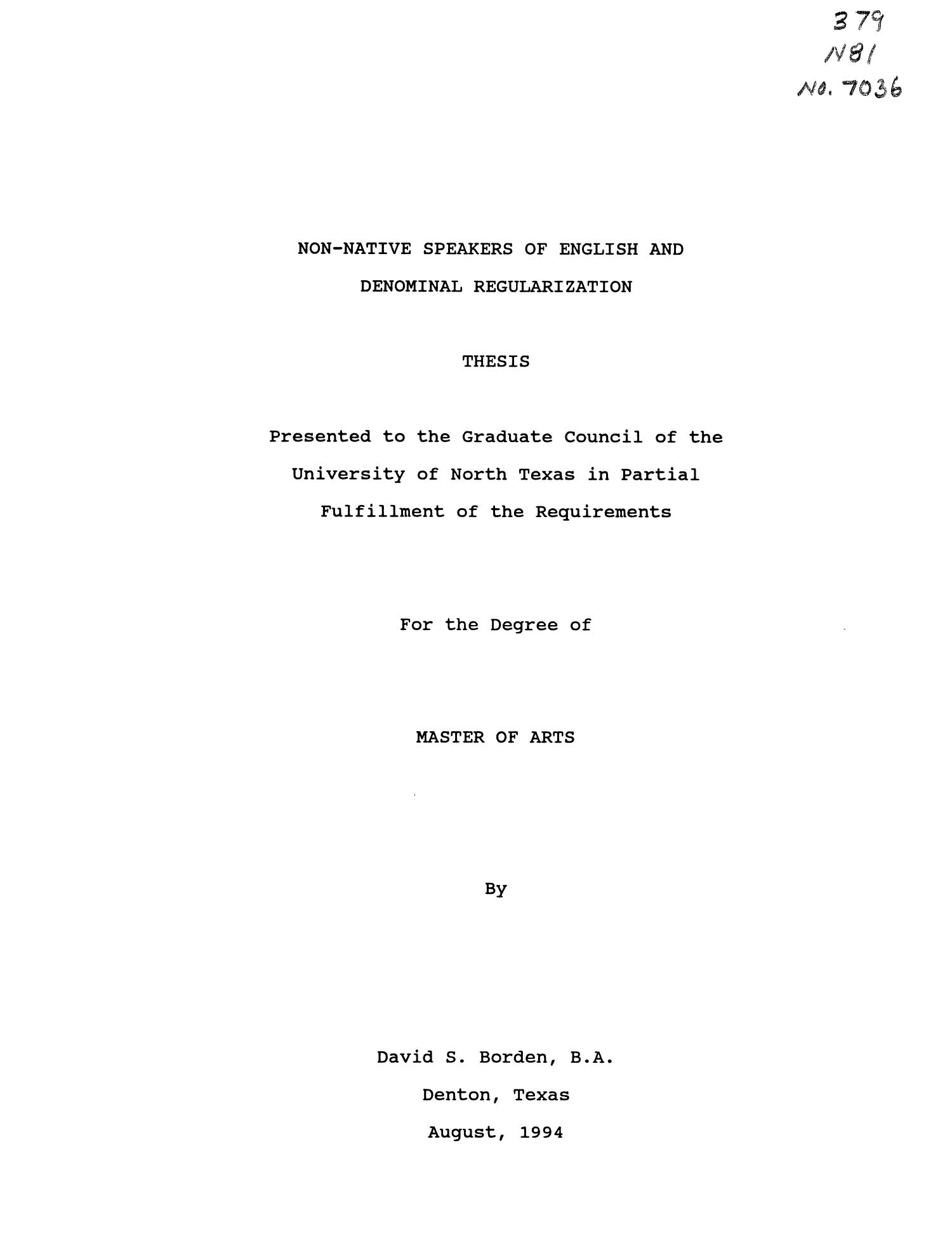 Non-Native Speakers of English and Denominal Regularization
                                                
                                                    Title Page
                                                