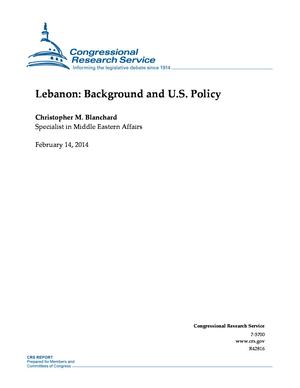 Primary view of object titled 'Lebanon: Background and U.S. Policy'.