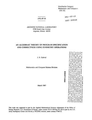 An Algebraic Theory of Program Specification and Correctness Using Symmetry Operations