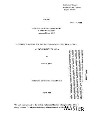 Reference Manual for the Environmental Theorem Prover: an Incarnation of AURA