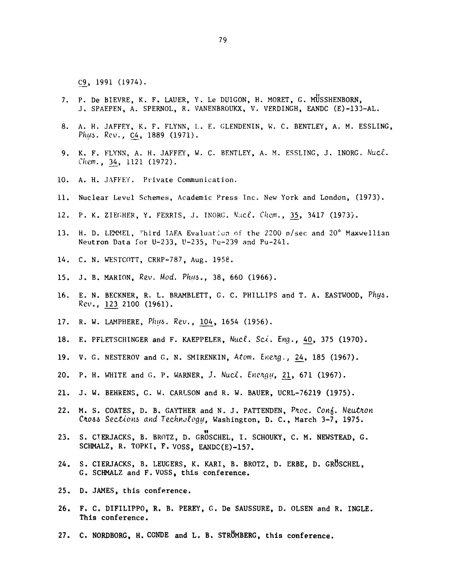 Proceedings Of The Neandc Neacrp Specialists Meeting On Fast Neutron Fission Cross Sections Of U 233 U 235 U 238 And Pu 239 June 28 30 1976 At Argonne National Laboratory Page 79 Unt Digital Library
