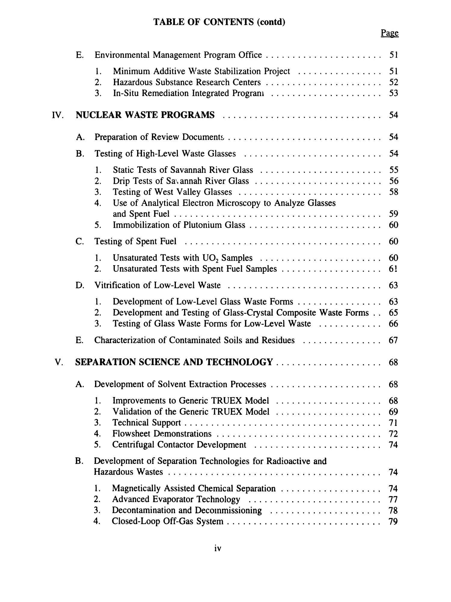 Chemical Technology Division Annual Technical Report: 1994
                                                
                                                    IV
                                                