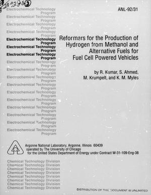 Reformers for the Production of Hydrogen from Methanol and Alternative Fuels for Fuel Cell Powered Vehicles