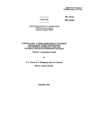 COMMIX-1AR/P. a Three-Dimensional Transient Single-Phase Computer Program for Thermal Hydraulic Analysis of Single and Multicomponent Systems, Volume 3: Programmer's Guide