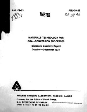 Materials Technology for Coal-Conversion Processes Quarterly Report: October-Decemeber 1978