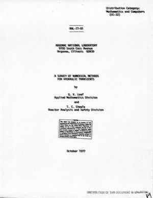 A Survey of Numerical Methods for Hydraulic Transients