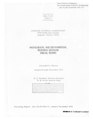 Radiological and Environmental Research Division Annual Report: Part 4, Atmospheric Physics, January-December 1979