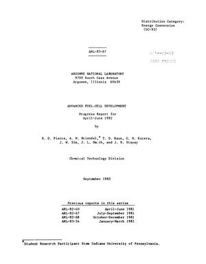 Advanced Fuel Cell Development Progress Report: April-June 1982