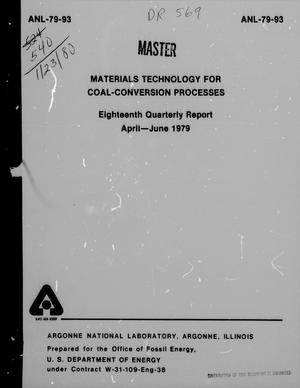 Primary view of object titled 'Materials Technology for Coal-Conversion Processes Quarterly Report: April-June 1979'.