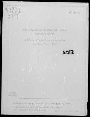 Argonne Solar Energy Program Annual Report: 1979