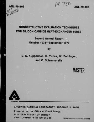Nondestructive Evaluation Techniques for Silicon Carbide Heat-Exchanger Tubes  : Second Annual Report, October 1978-September 1979