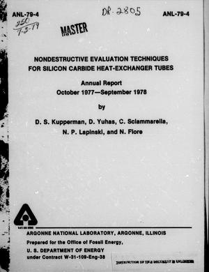 Nondestructive Evaluation Techniques for Silicon Carbide Heat-Exchanger Tubes  : Annual Report, October 1977-September 1978