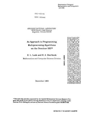 An Approach to Programming Multiprocessing Algorithms on the Denelcor HEP
