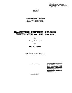 Evaluating Computer Program Performance on the CRAY-1