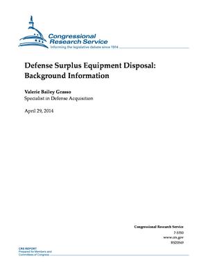 Defense Surplus Equipment Disposal: Background Information