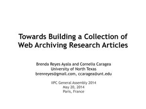 Towards Building a Collection of Web Archiving Research Articles
