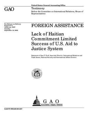 Foreign Assistance: Lack of Haitian Commitment Limited Success of U.S. Aid to Justice System