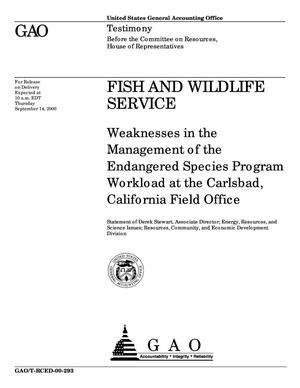 Fish and Wildlife Service: Weaknesses in the Management of the Endangered Species Program Workload at the Carlsbad, California Field Office