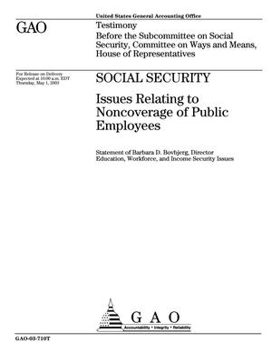 Social Security: Issues Relating to Noncoverage of Public Employees