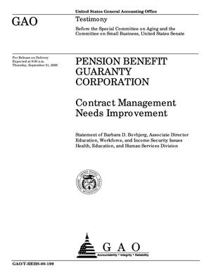 Pension Benefit Guaranty Corporation: Contract Management Needs Improvement