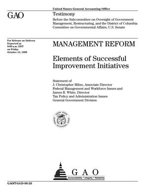 Management Reform: Elements of Successful Improvement Initiatives