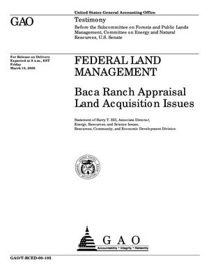 Federal Land Management: Baca Ranch Appraisal Land Acquisition Issues