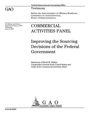 Commercial Activities Panel: Improving the Sourcing Decisions of the Federal Government