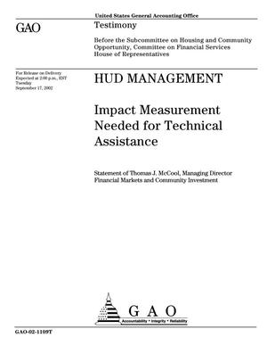 HUD Management: Impact Measurement Needed for Technical Assistance