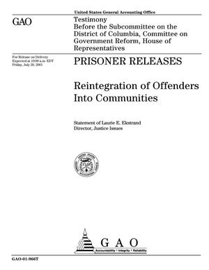 Prisoner Releases: Reintegration of Offenders Into Communities