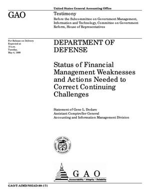 Department of Defense: Status of Financial Management Weaknesses and Actions Needed to Correct Continuing Challenges